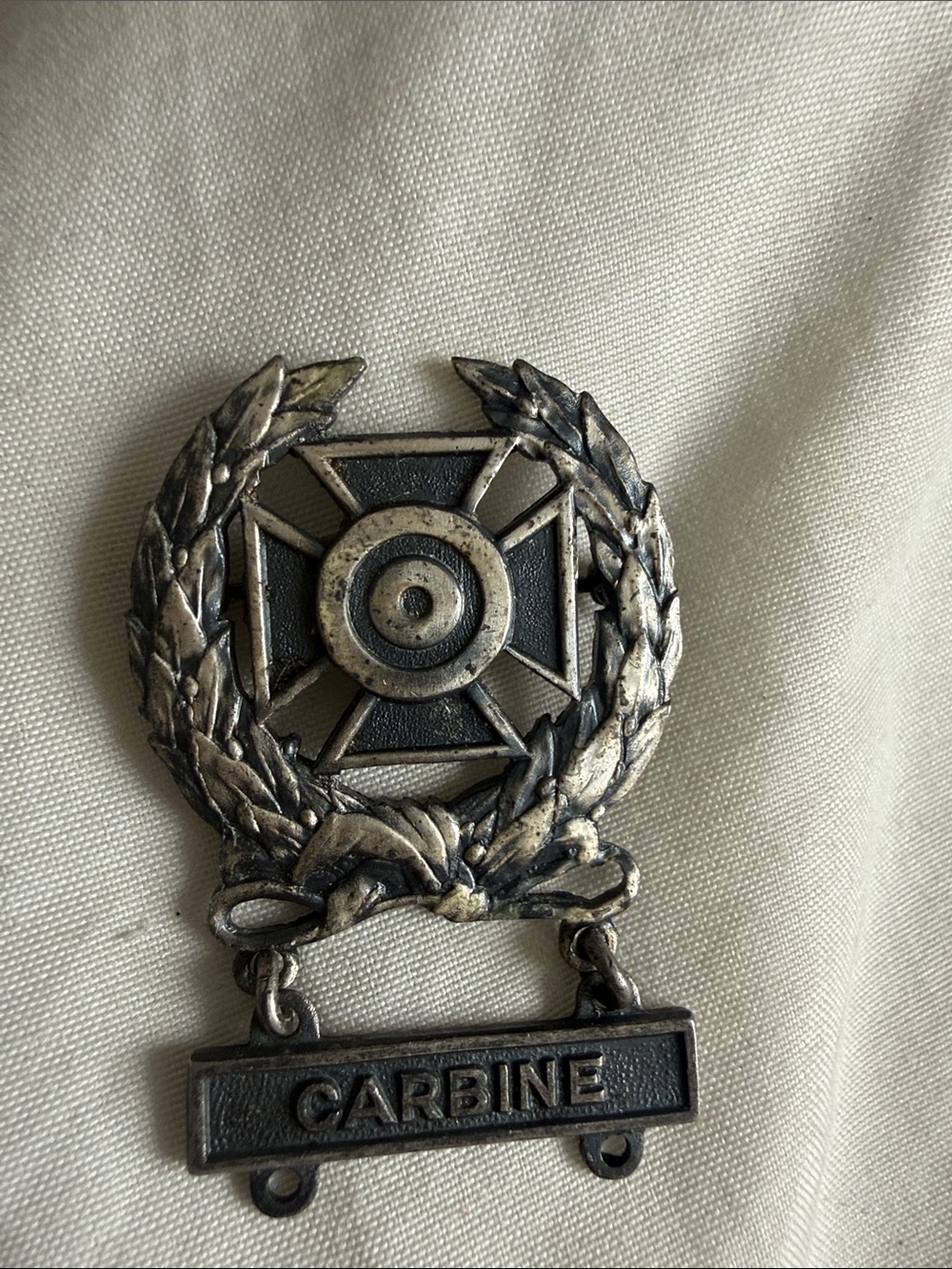 Sterling Silver Military Carbine Rifle Pin Medal